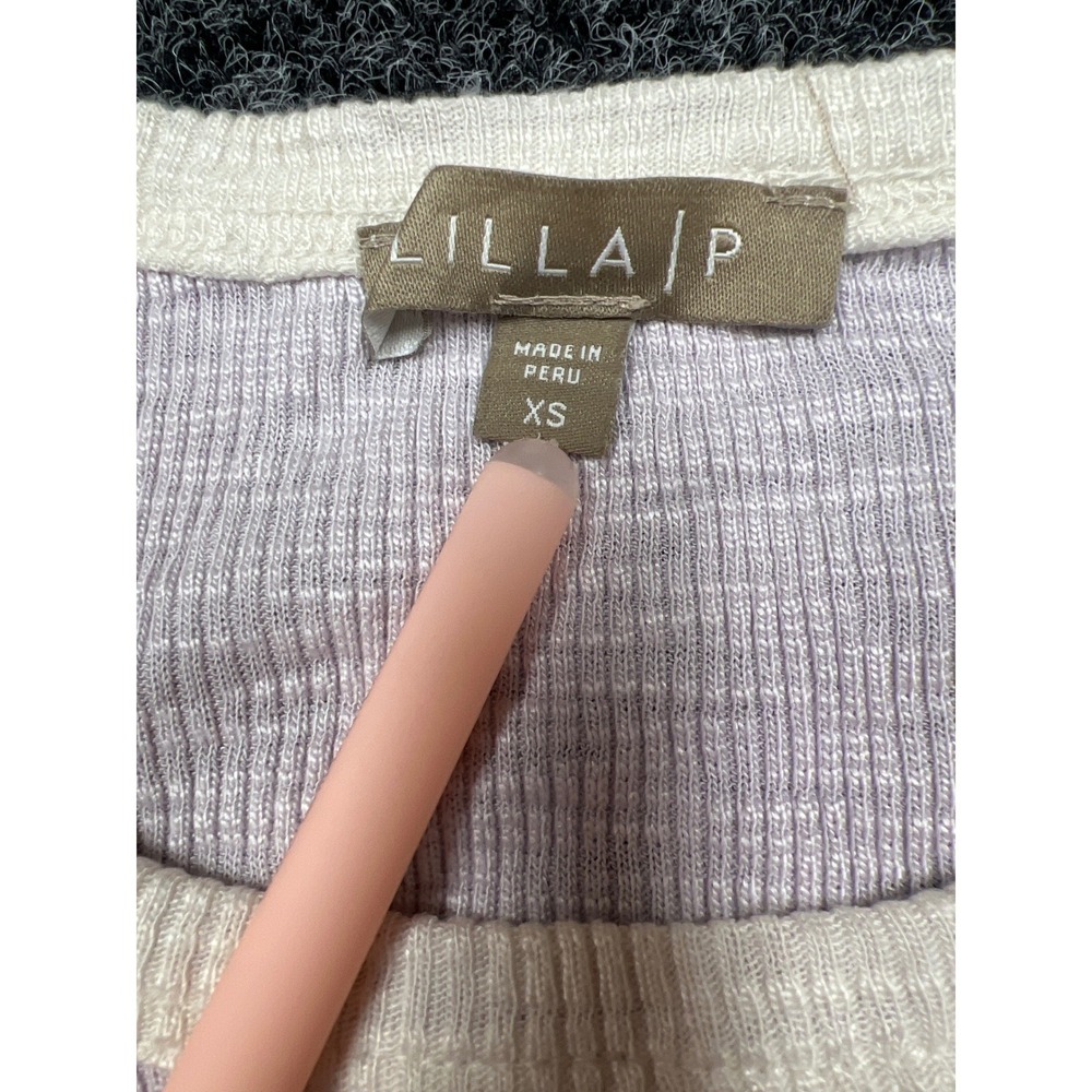 Lilla P Lavender Purple Pima Cotton Modal Ribbed Ringer Tee XS Short Sleeve - Picture 2 of 6